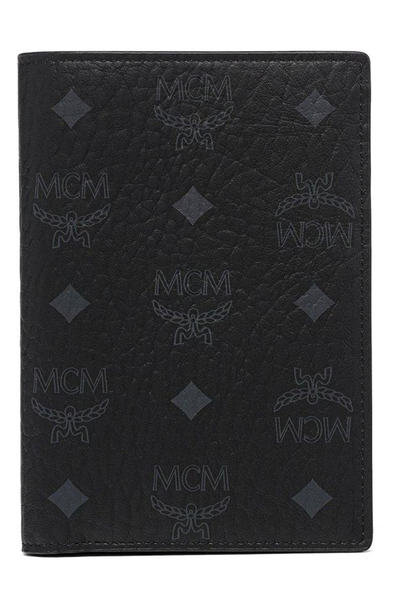 MCM Ottomar Passport Holder in Visetos, Main, color, Black