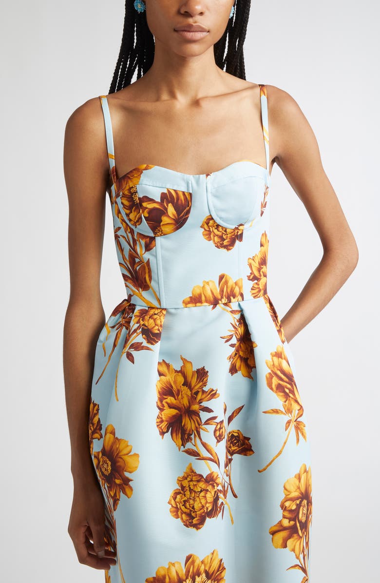 Oscar de la Renta Beaded Pompom Flower Earrings, Alternate, color, Blue