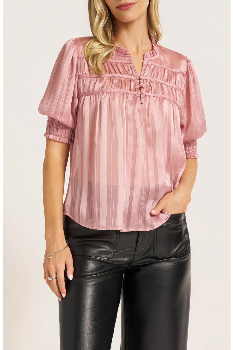 Indie Shirred Top, Main, color, ROSE