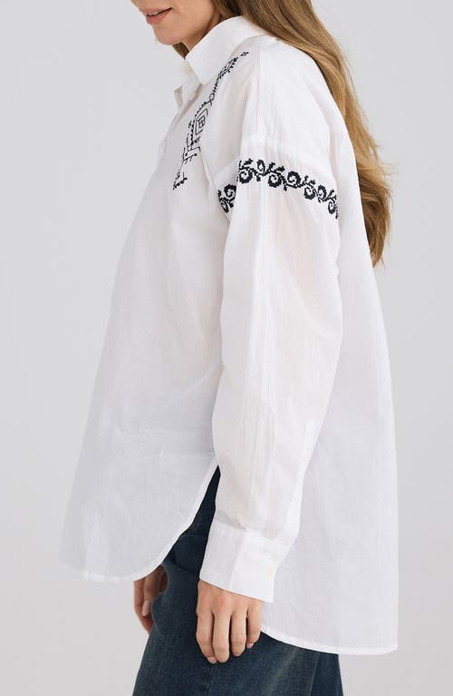 Talisman The Label Flamenco Placed Embroidery Cotton Button-up Shirt