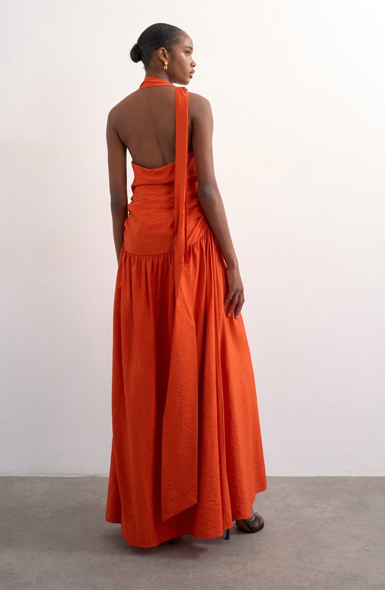 Topshop Scarf Neck Plunge Maxi Dress, Alternate, color,