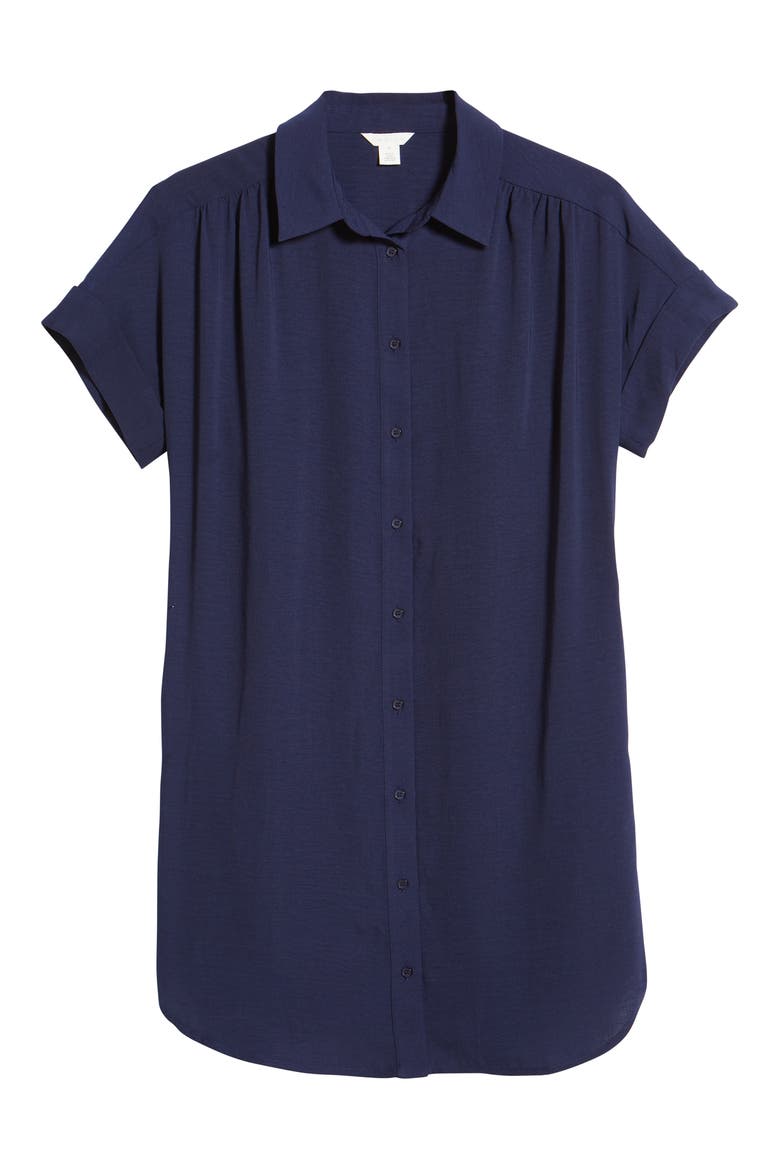 Short Sleeve Shirtdress, Alternate, color, NAVY PEACOAT