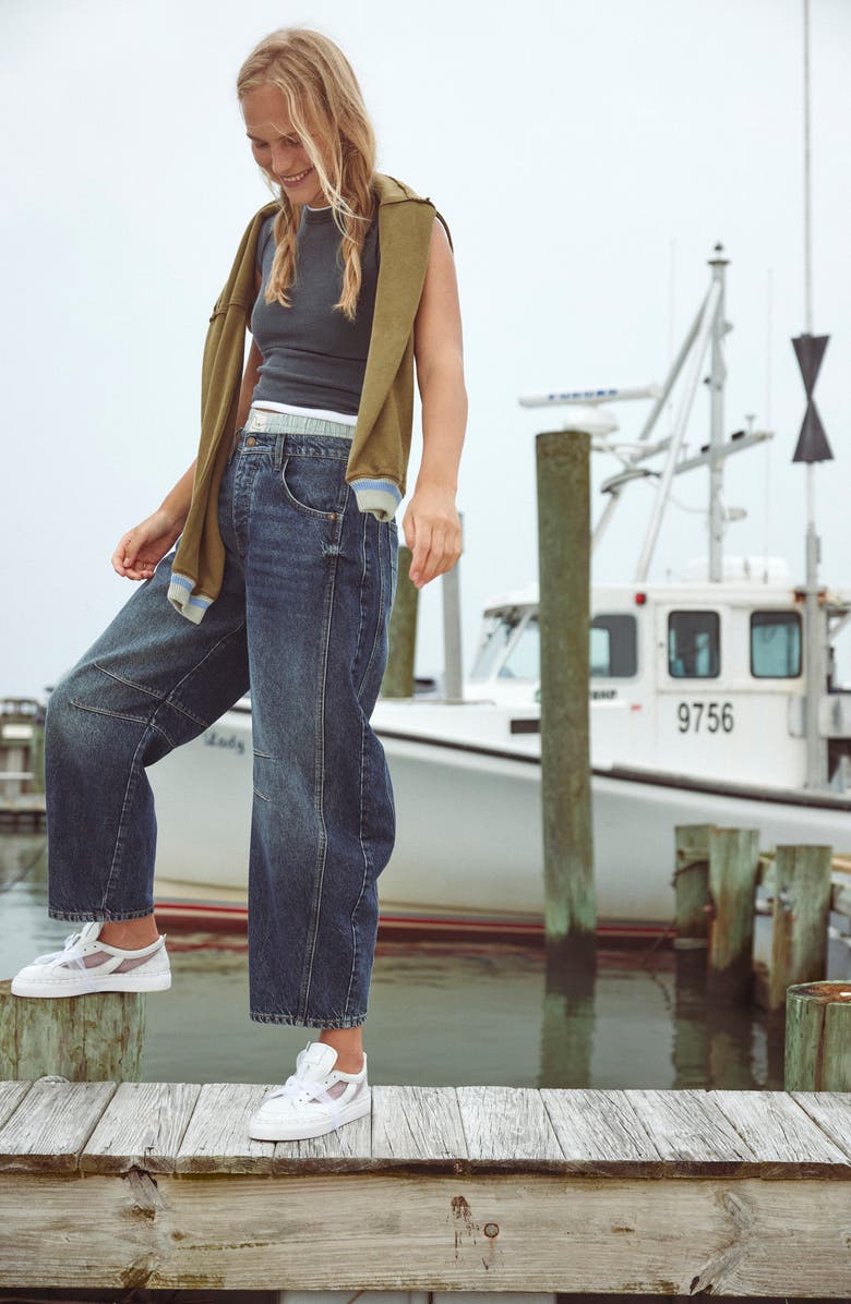 Free People Good Luck Barrel Jeans, Alternate, color, Deep End