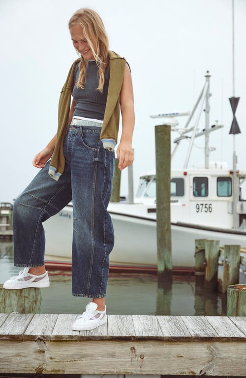 Shop Free People Good Luck Barrel Jeans In Deep End