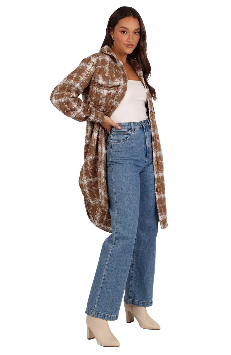 Petal & Pup Dion Plaid Longline Shacket, Alternate, color, Tan/ White