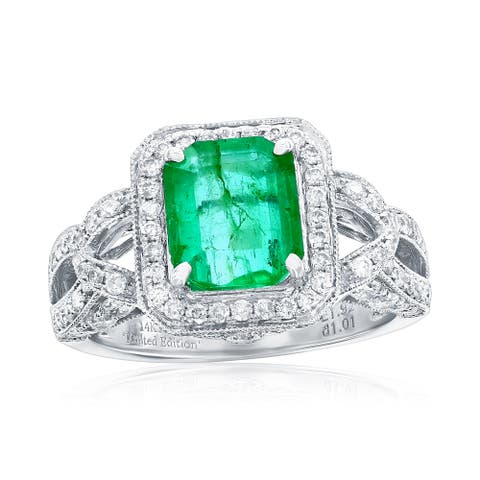 14K Gold 1.92ct Emerald & 1.01cttw Diamond Ring