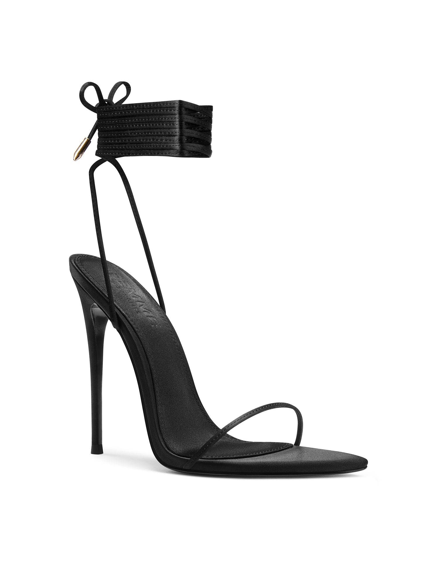 FEMME Luce Minimale Satin Sandal, Alternate, color, Black
