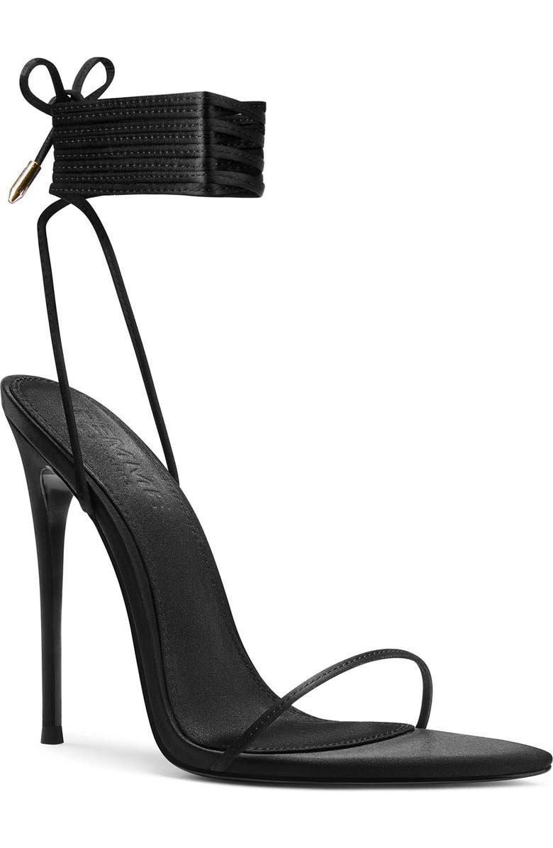 FEMME Luce Minimale Satin Sandal, Alternate, color, Black