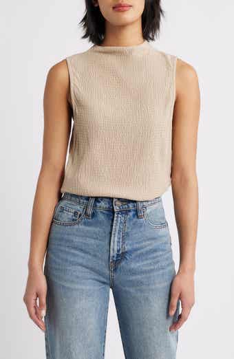 Smocked Funnel Neck Top