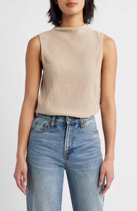 Cloth & Stone Smocked Funnel Neck Top