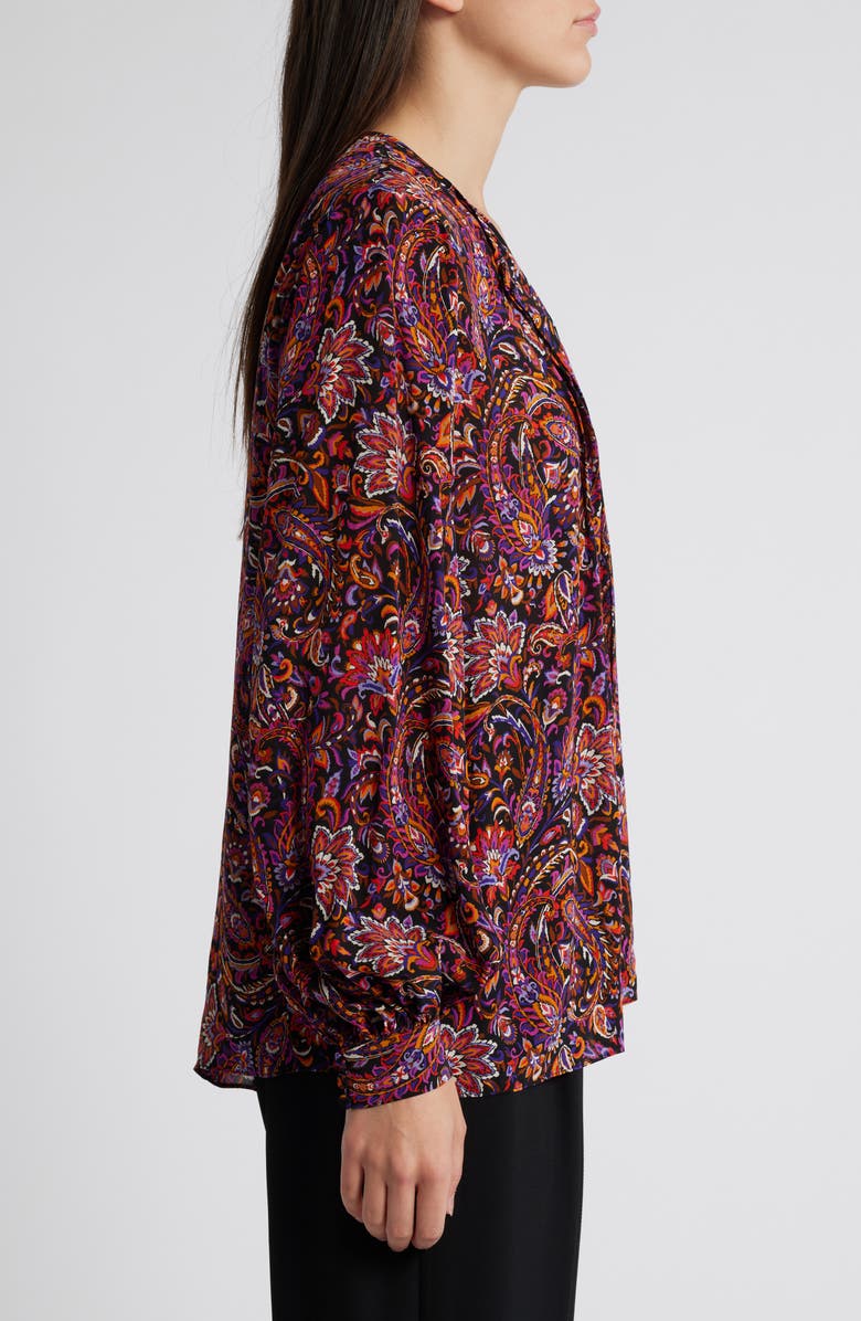 KOBI HALPERIN Roxanne Paisley Print Button-Up Top, Alternate, color, Black Multi