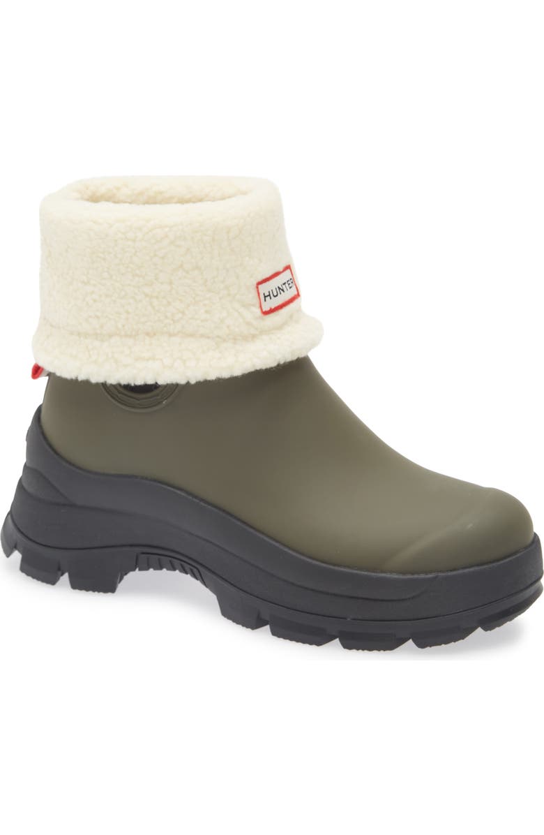 Hunter Esme Lug Sole Waterproof Snow Bootie, Main, color, Galloway Green