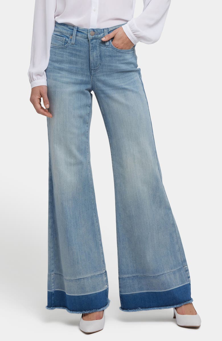 NYDJ Mia Frayed Shadow Hem Wide Leg Palazzo Jeans, Main, color, Light Paradise