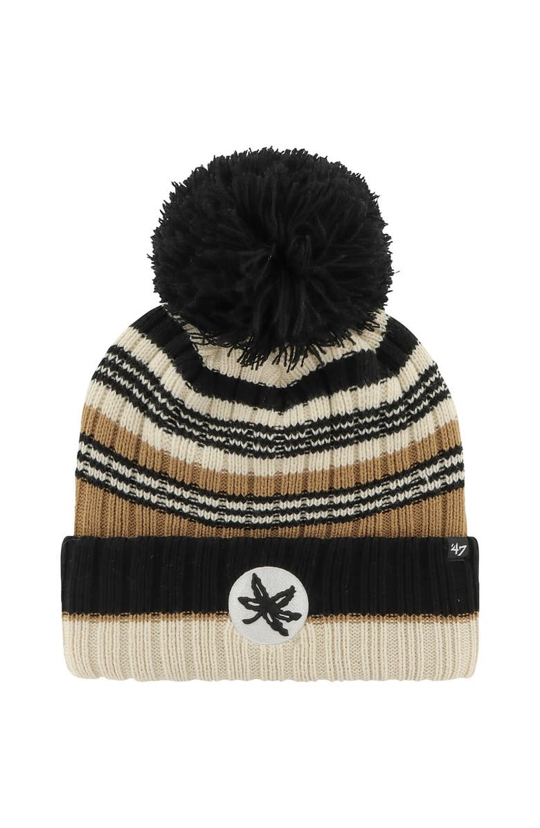 '47 Women's '47 Khaki Ohio State Buckeyes Barista Cuffed Knit Hat with Pom, Main, color, Khaki