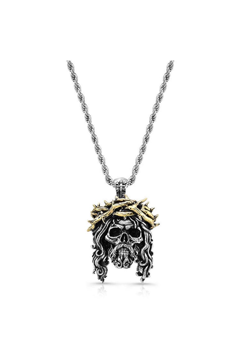 Jesus Skull Piece Pendant, Main, color, Silver/gold