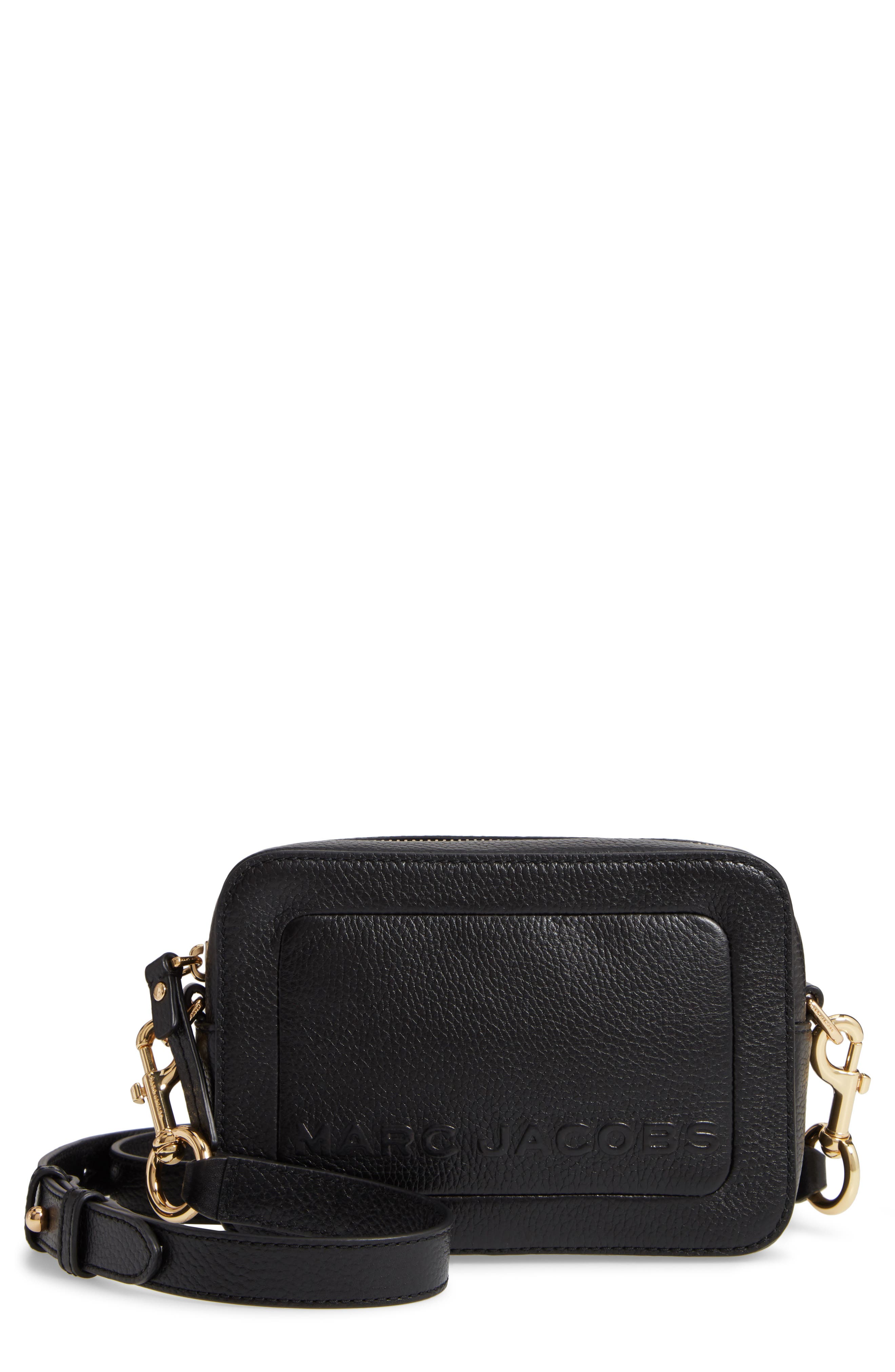 The Box Leather Crossbody Bag, Main, color, BLACK