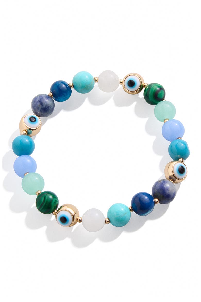 Evil Eye Beaded Stretch Bracelet, Main, color, COOL MULTI
