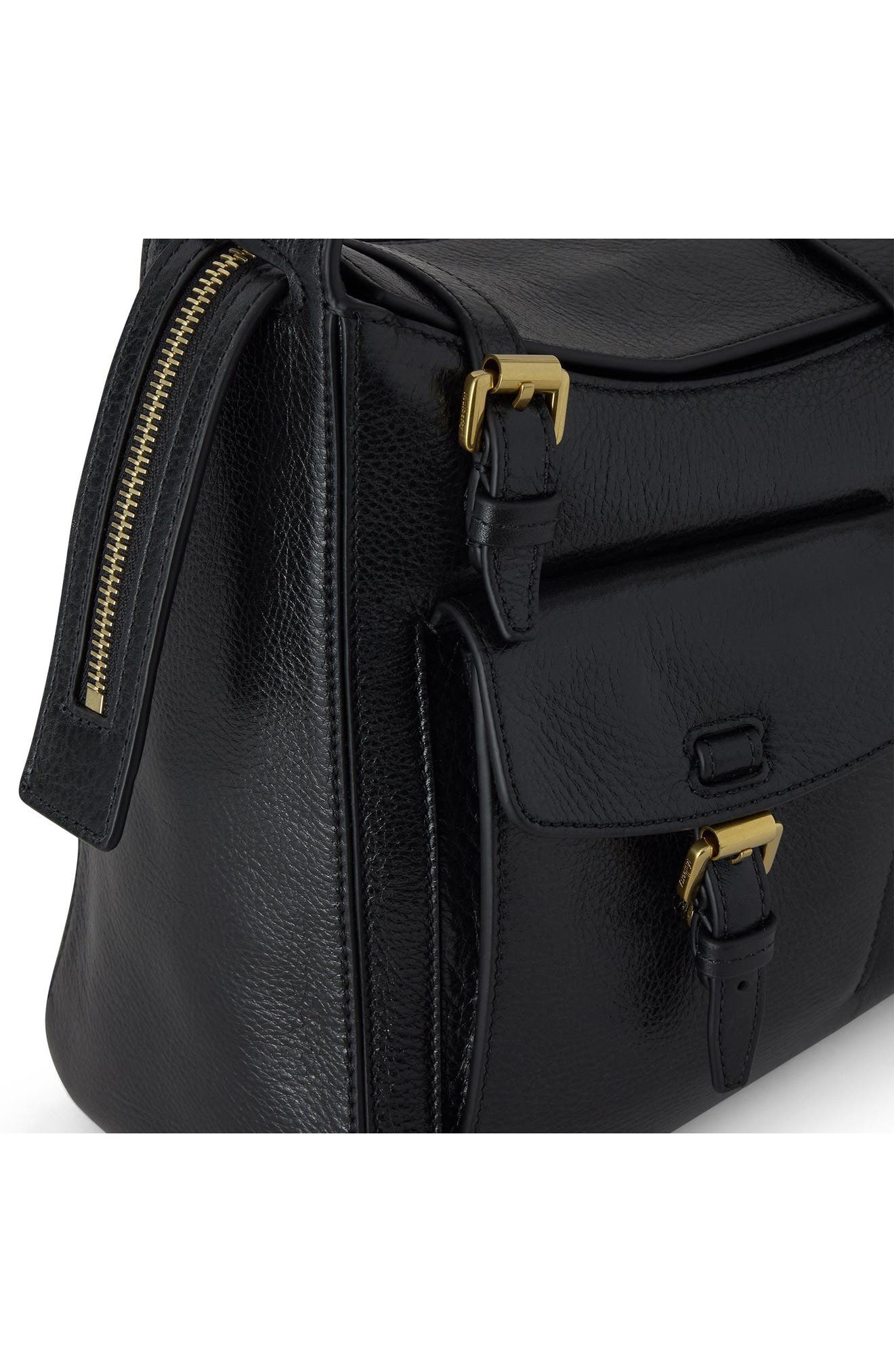 Roxanne Leather Shoulder Bag, Alternate, color, BLACK