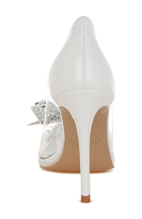 London Rag Erika Crystal Embellished Bow Clear & Metallic Pump In Animal Print