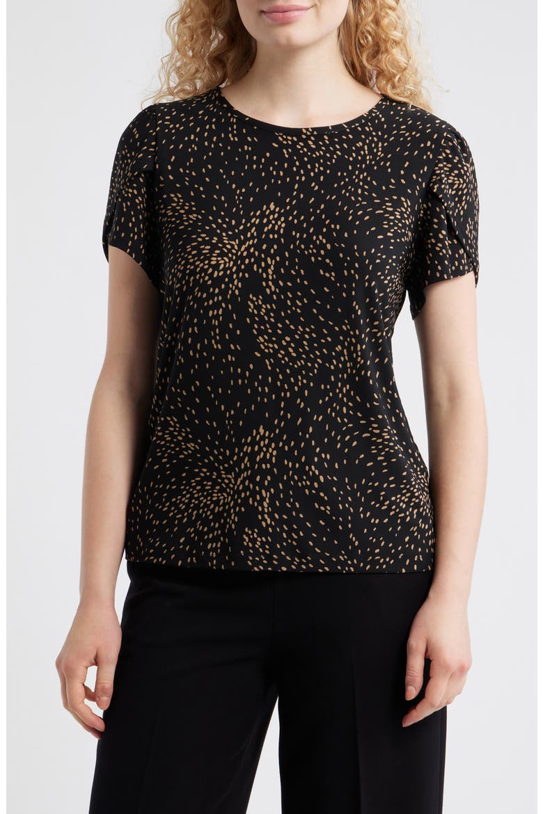 Dot Tulip Sleeve Top, Main, color, ANNE BLACK/ VICUNA
