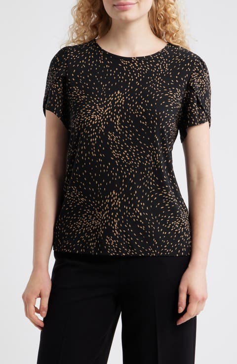 AK ANNE KLEIN Dot Tulip Sleeve Top (Regular & Petite)