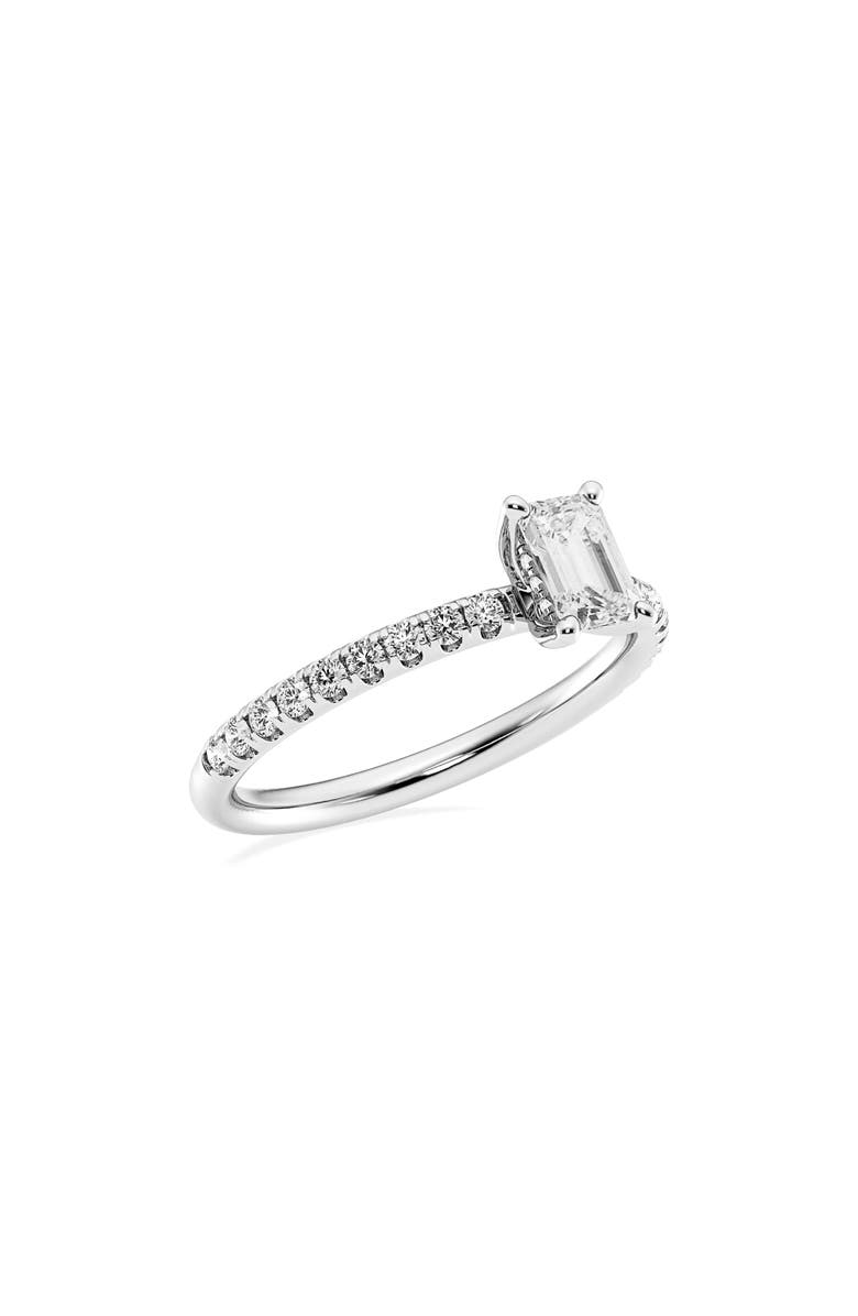 Badgley Mischka Collection Emerald Cut Lab Created Diamond Ring - 0.85ct., Alternate, color, White Gold