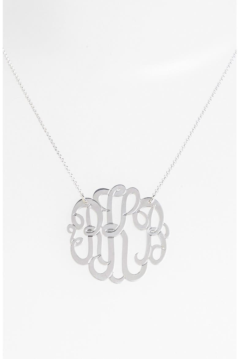 Argento Vivo Personalized Large 3-Initial Letter Monogram Necklace (Nordstrom Exclusive), Main, color, SILVER