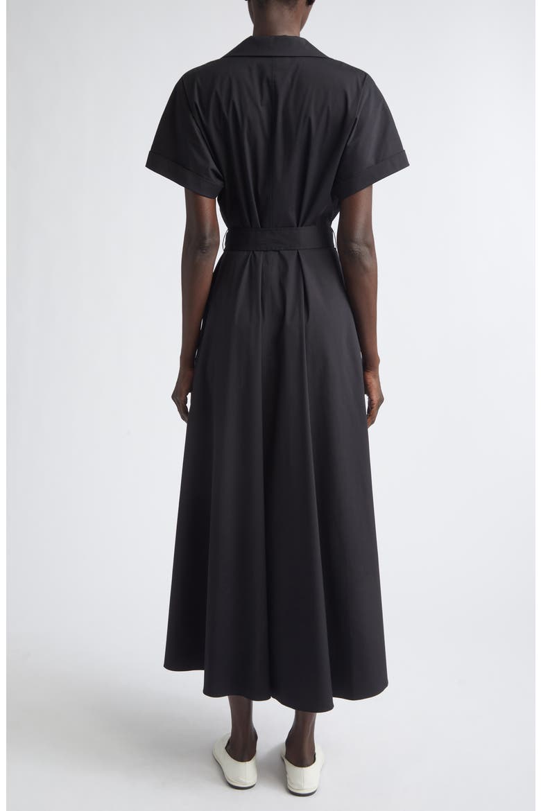 Belted Stretch Cotton Blend Shirtdress, Alternate, color, BLACK