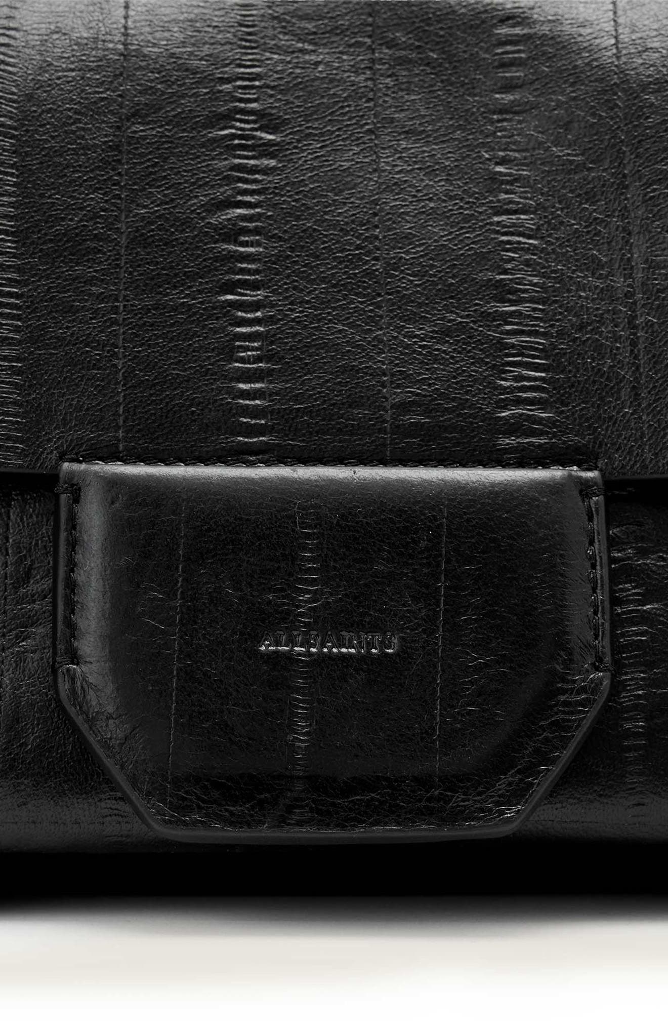 AllSaints Mini Ursa Eel Embossed Crossbody Bag, Alternate, color, Black