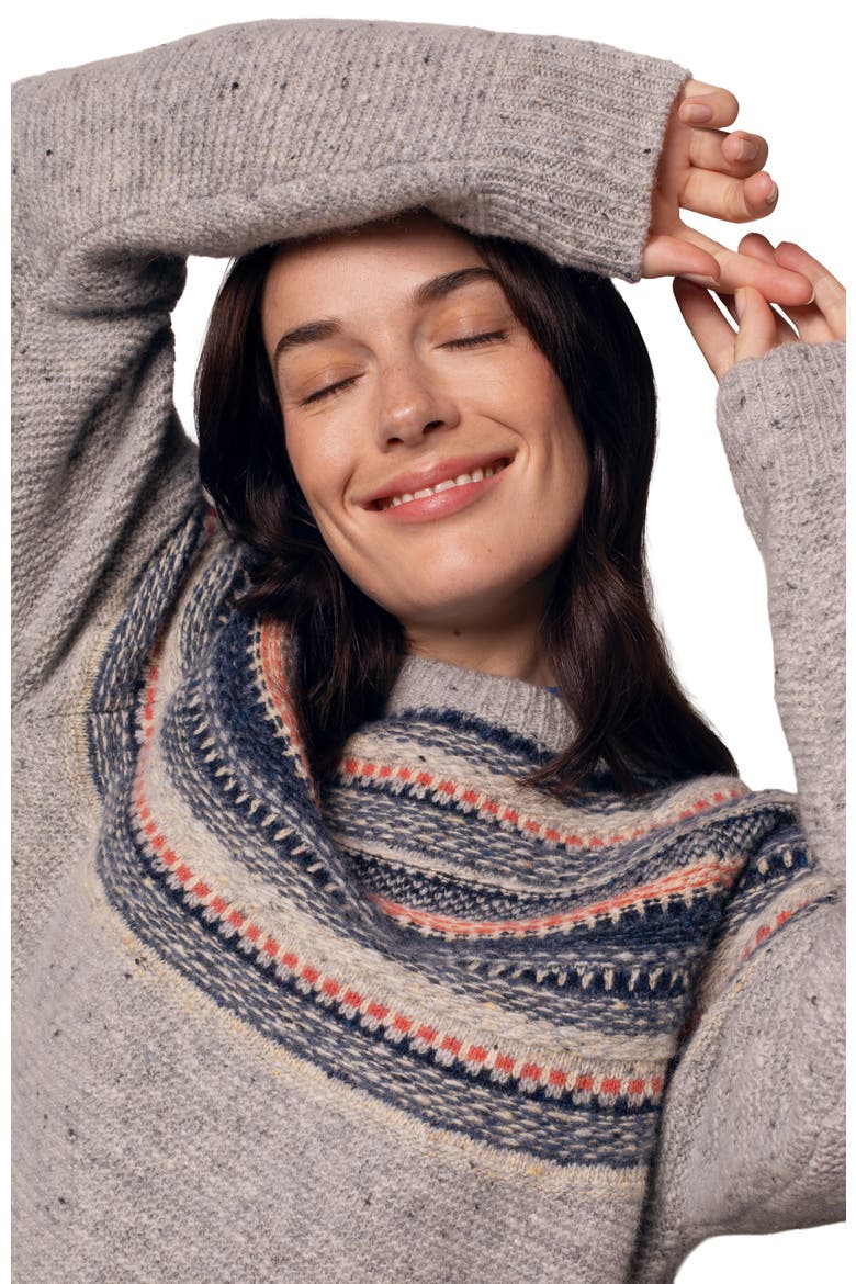 Stitchy Stripe Yoke Sweater, Alternate, color, Skylight Multi