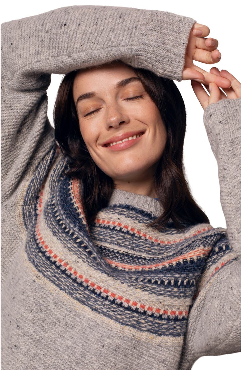 Celtic & Co. Stitchy Stripe Yoke Sweater, Alternate, color, Skylight Multi