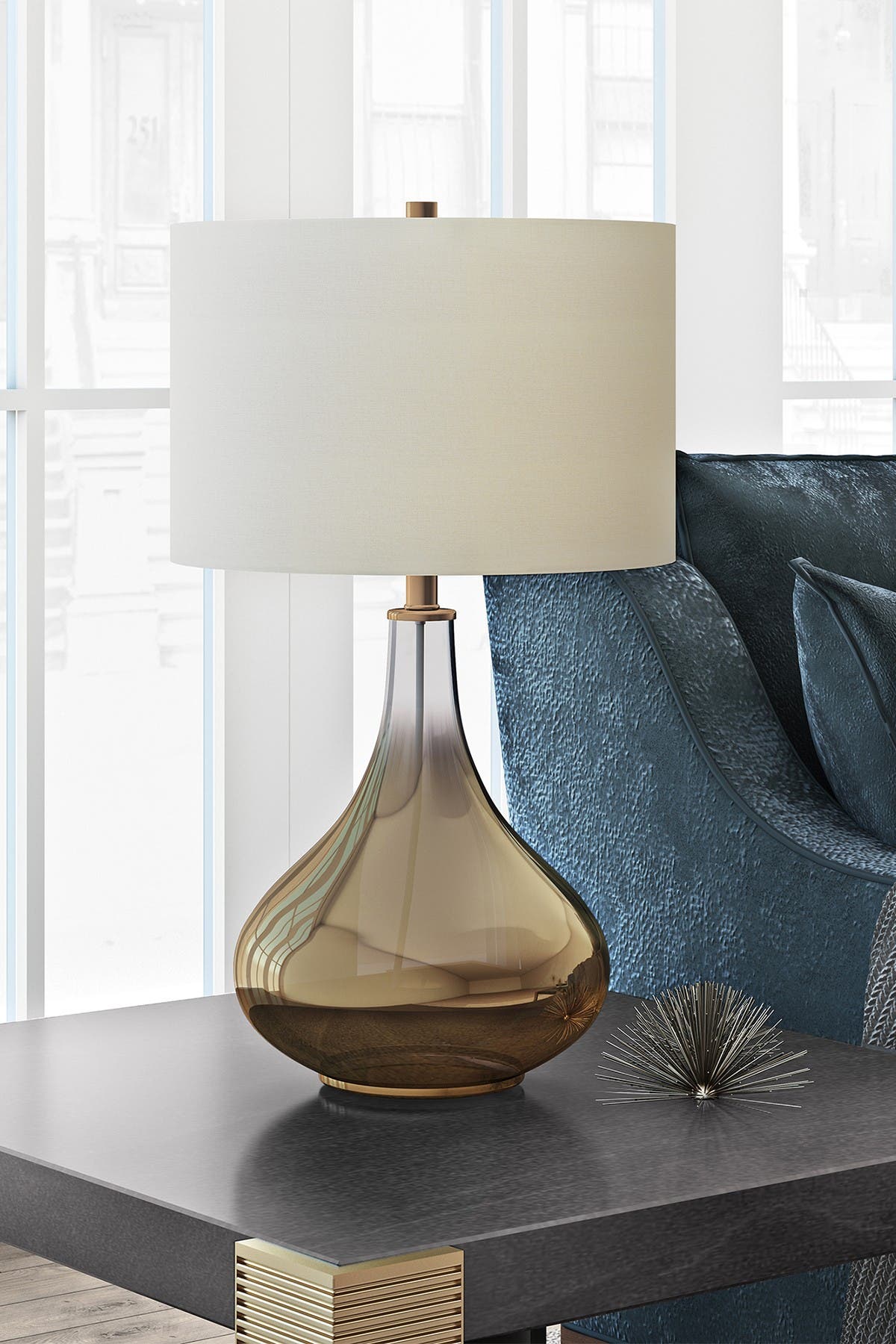 ADDISON AND LANE Mirabella Table Lamp - Ombre Brass Colored Glass ...