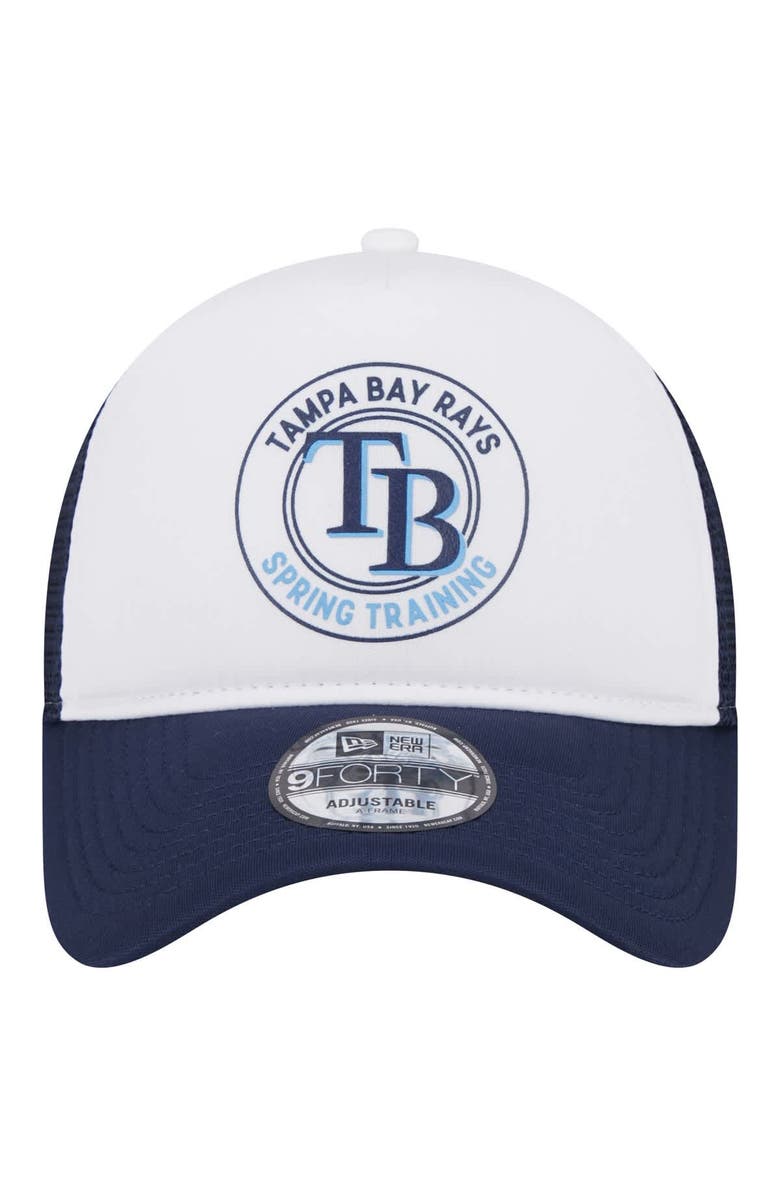 New Era Men's New Era White/Navy Tampa Bay Rays Spring Training Circle Foam A-Frame 9FORTY Trucker Adjustable Hat, Alternate, color, 