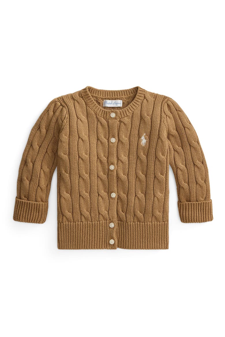 Cable Stitch Cotton Cardigan, Main, color, BERKSHIRE TAN