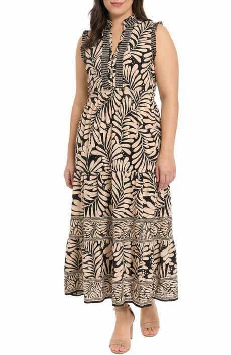 London Times Smocked Waist Sleeveless Maxi Dress