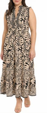 London Times Smocked Waist Sleeveless Maxi Dress