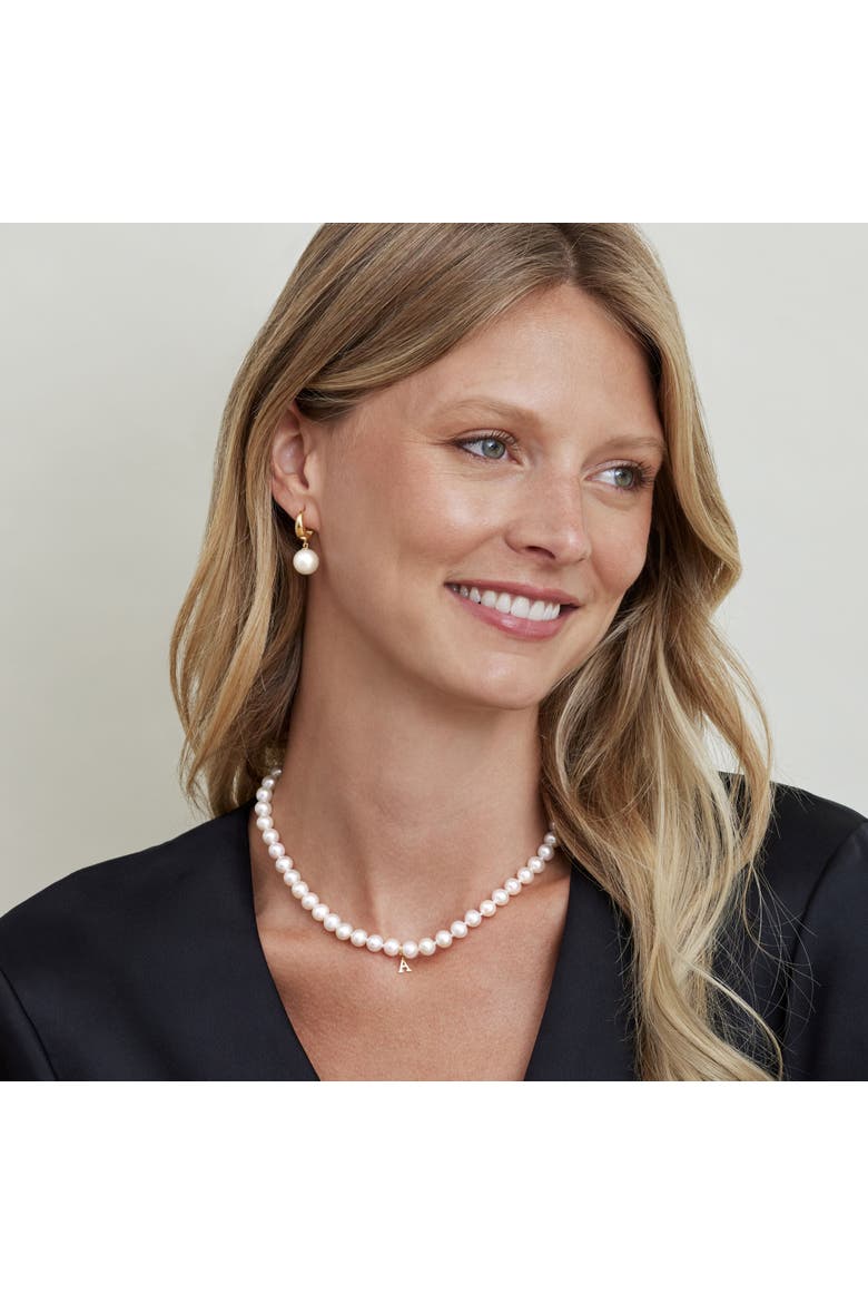 7.5-8.0mm Japanese Akoya White Pearl Necklace - AAA Quality, Alternate, color, Yellow Gold Clasp