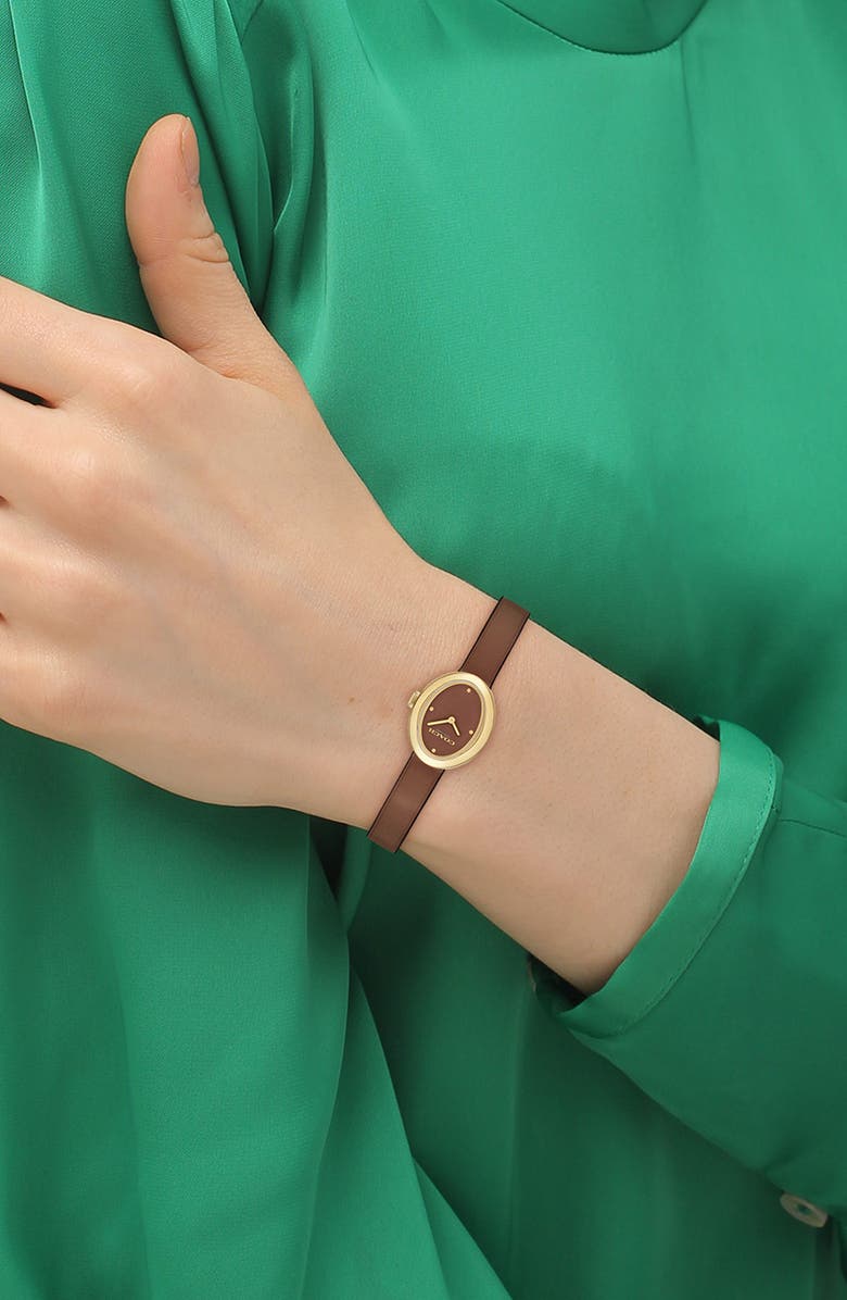 COACH Sammy Leather Strap Watch, 22.5mm, Alternate, color, Saddle