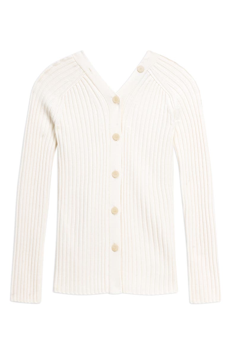 Theory Rib Merino Wool Open Back Cardigan, Alternate, color, White