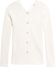 Theory Rib Merino Wool Open Back Cardigan