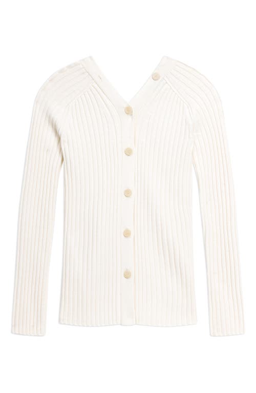 Theory Button-back Cardigan In Merino Wool In White
