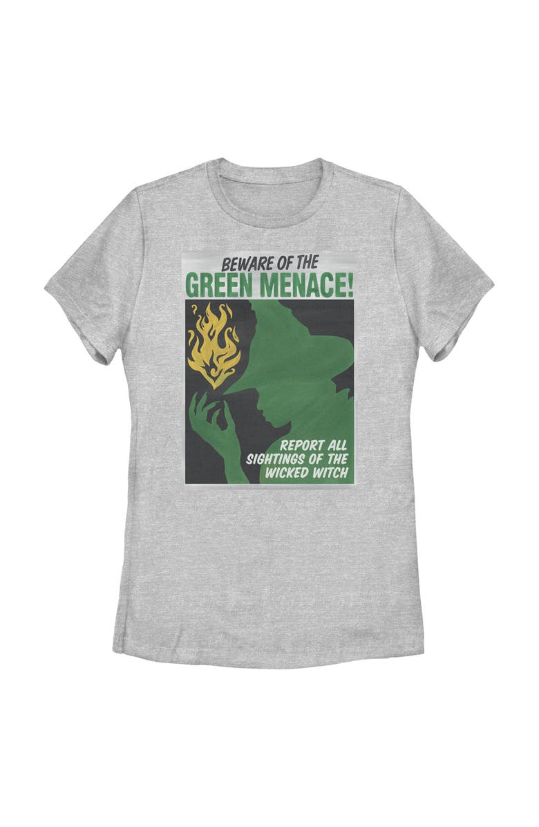 Wicked: For Good Women's Wicked For Good Elphaba Beware of the Green Menace Graphic T-Shirt, Main, color, Athletic Heather