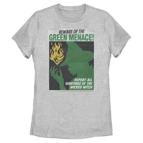 Women's Wicked For Good Elphaba Beware of the Green Menace  Graphic T-Shirt