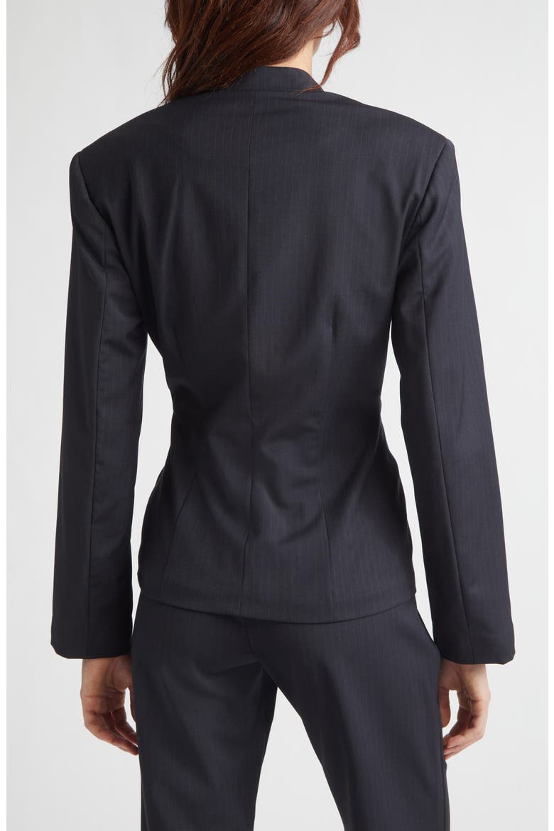 Banjo Asymmetric Stretch Pinstripe Jacket, Alternate, color, DARK GREY