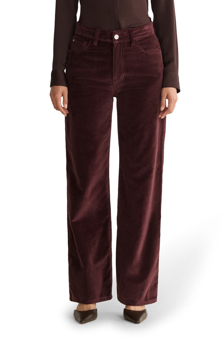 WARP+WEFT SAT '90s High Waist Relaxed Straight Leg Velvet Pants, Main, color, Oxblood