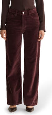 WARP+WEFT SAT '90s High Waist Relaxed Straight Leg Velvet Pants