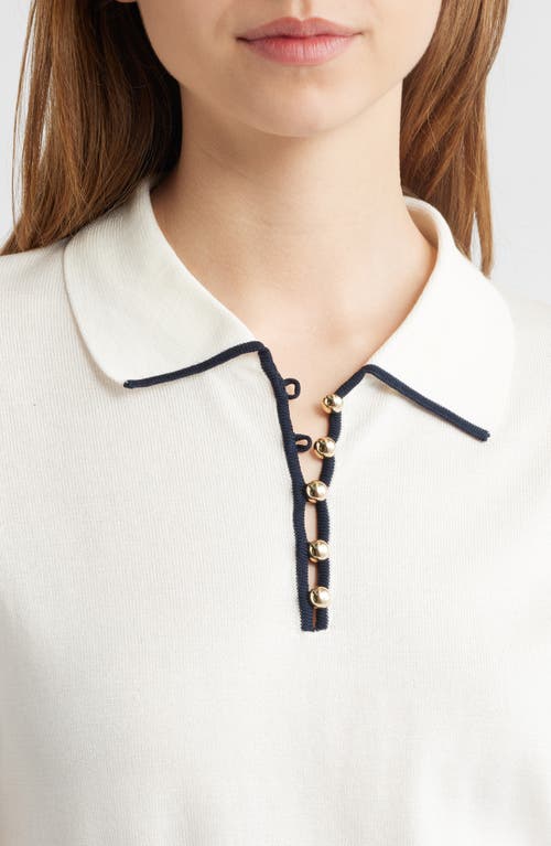Shop Frame The Sport Tipped Cotton Polo In Cream Multi