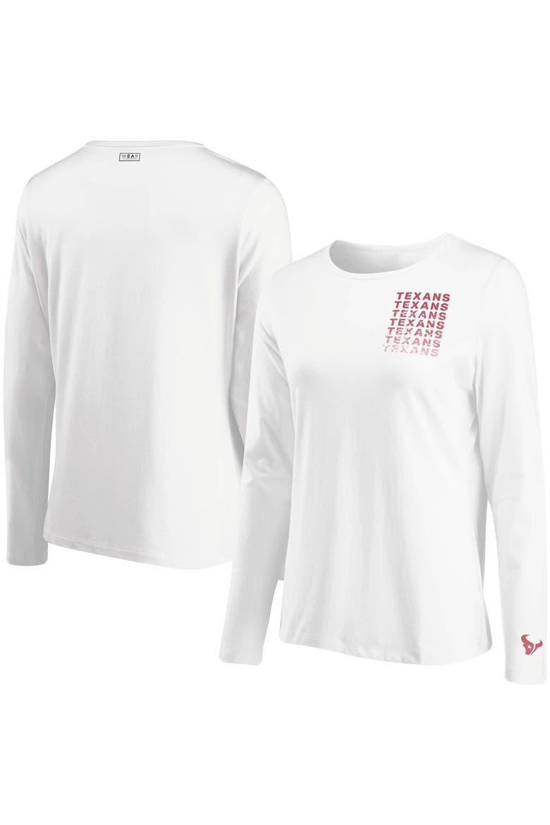 Women's WEAR by Erin Andrews White Houston Texans Repeat Tri-Blend Long Sleeve T-Shirt, Alternate, color, WHITE