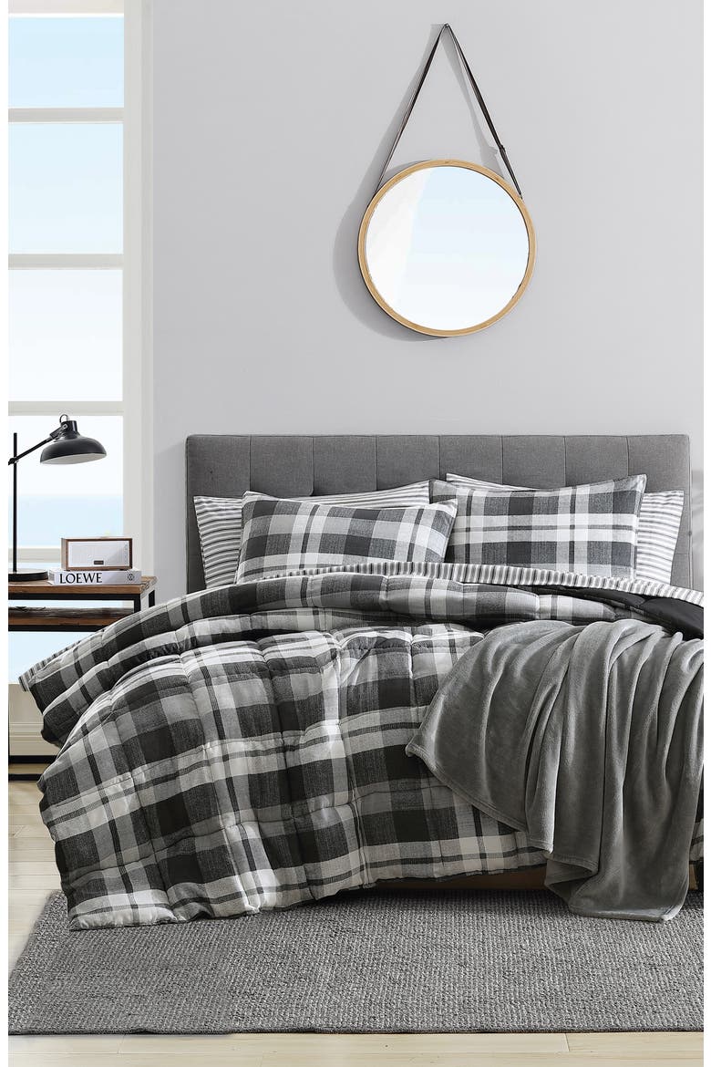Crossview Plaid Comforter & Sham Set, Alternate, color, DARK GREY
