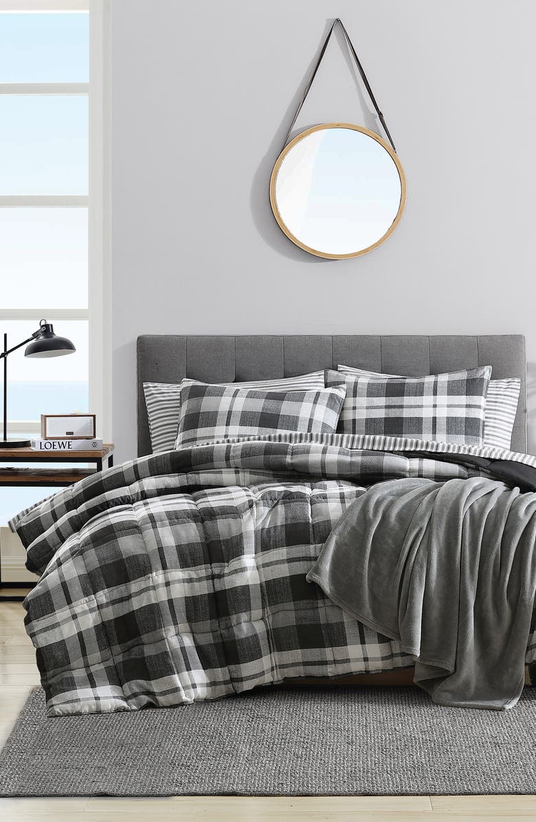 Nautica Crossview Plaid Comforter & Sham Set, Alternate, color, Dark Grey